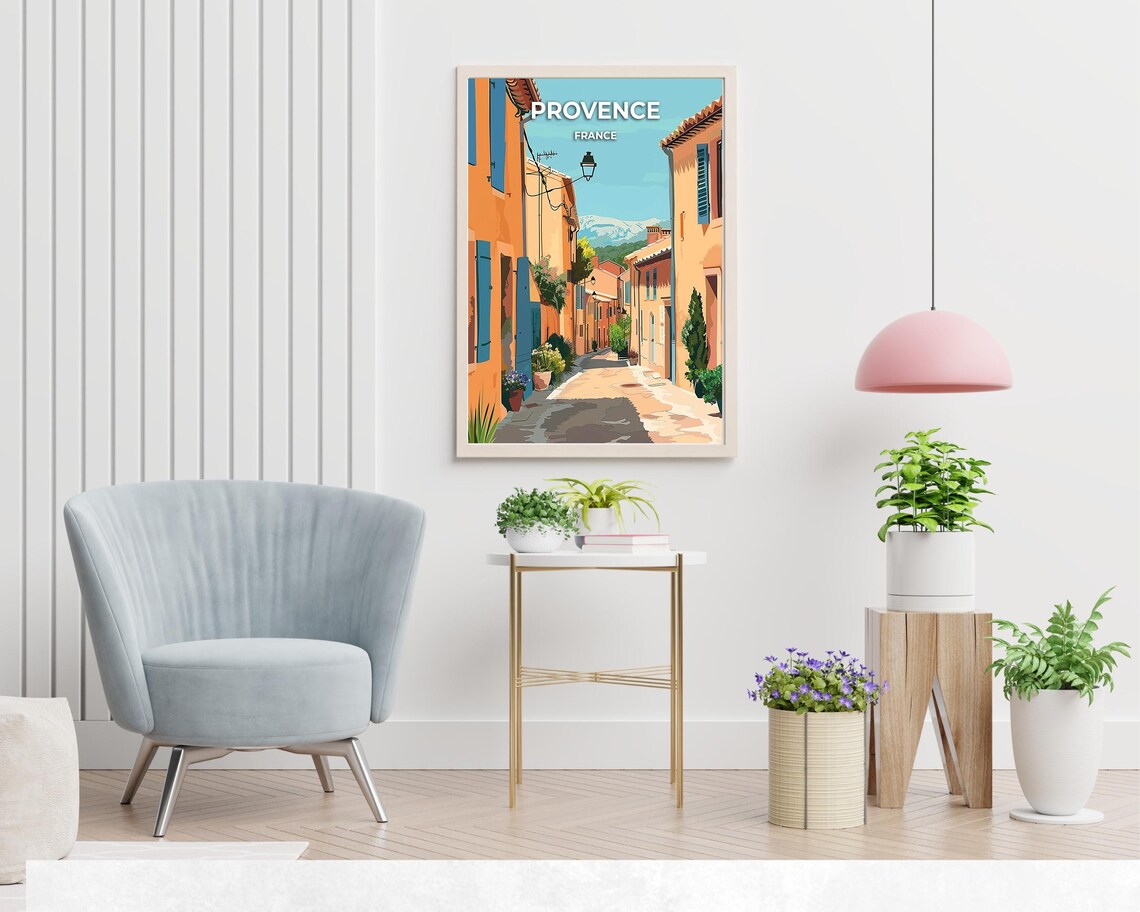 Provence France Village Street Blue Shutters Sunny Travel Poster - Image 2