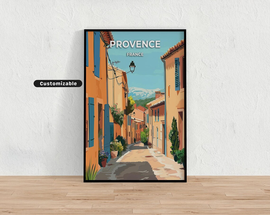 Provence France Sunlit Village Street Mediterranean Travel Poster