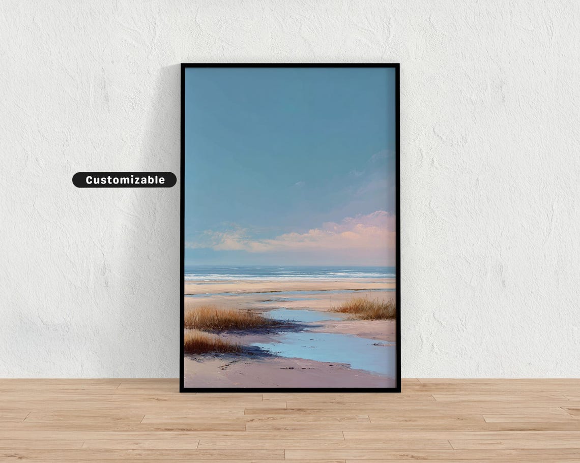 Pastel Beach View Sandy Dunes Tidal Pool Serene Shore Poster