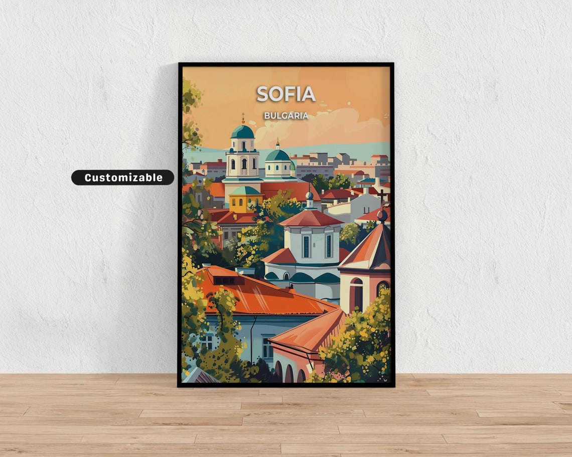 Sofia Bulgaria Old Town Rooftops Domed Churches Travel Poster
