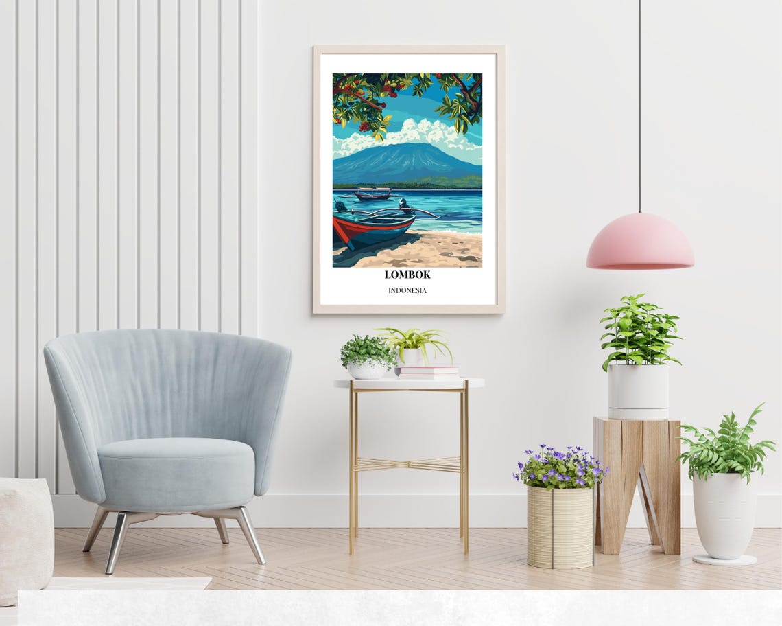 Gili Islands Travel Print Wall Art Lombok Indonesia City Print Gili Islands Travel Gift Gili Islands Poster Wall Art - Image 2