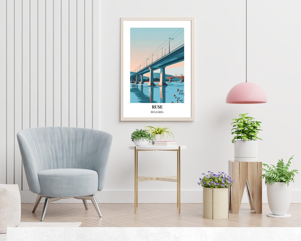 Ruse Bulgaria Bridge Sweeping Under Arch Danube Sunset View Poster - Image 2