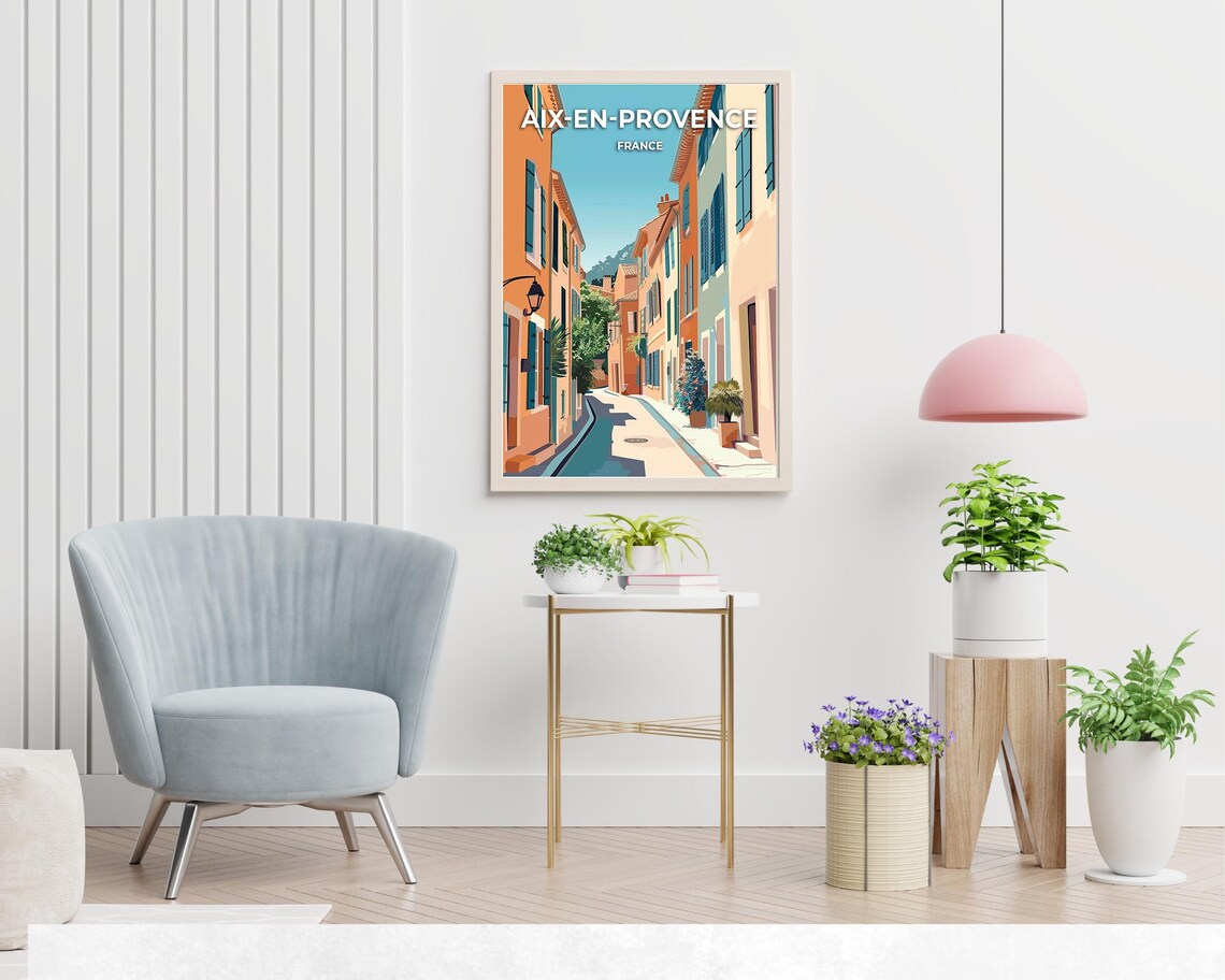 Aix En Provence Sunny French Street France Vintage Travel Poster - Image 2