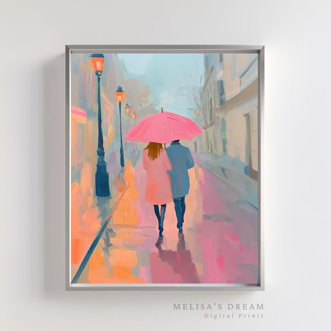 Romantic Rainy Walk, Paris Street Art Print