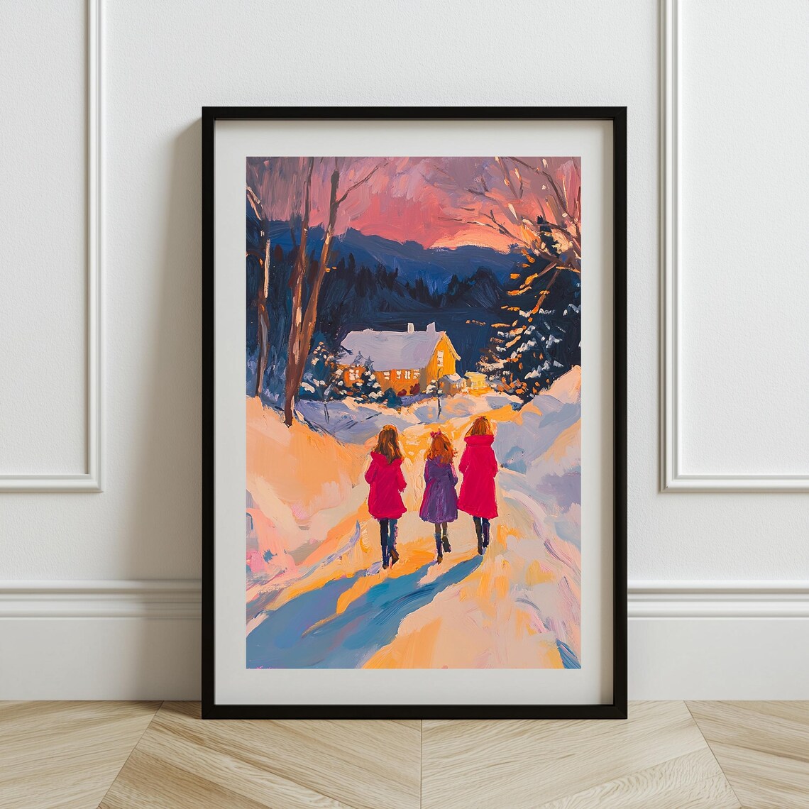Winter Wonderland, Snowy Evening Scene Art Print - Image 2