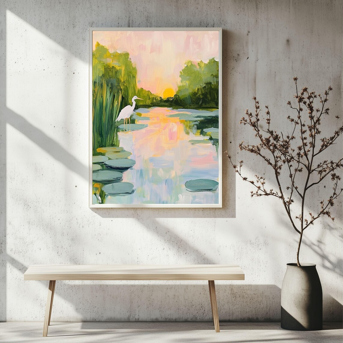 Sunset Aesthetics Coastal Abstract Marsh Painting - Image 4