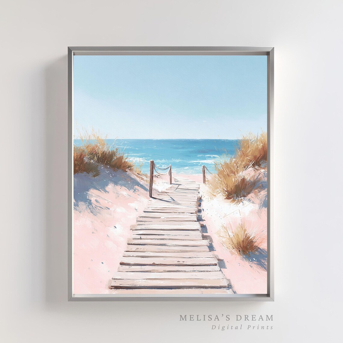 Beach Coastal Boardwalk To Ocean Landscape Print