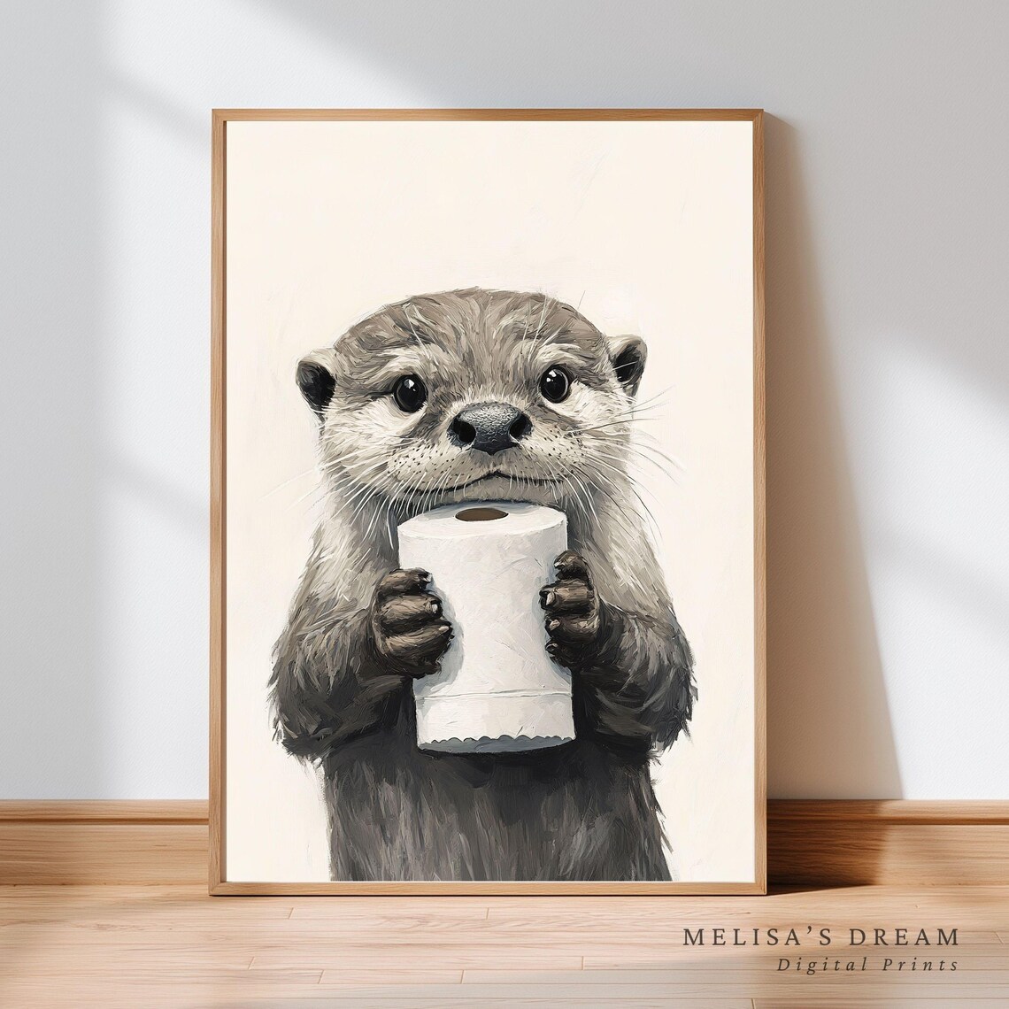 Otter Bathroom Wall Art, Funny Whimsical Art Print