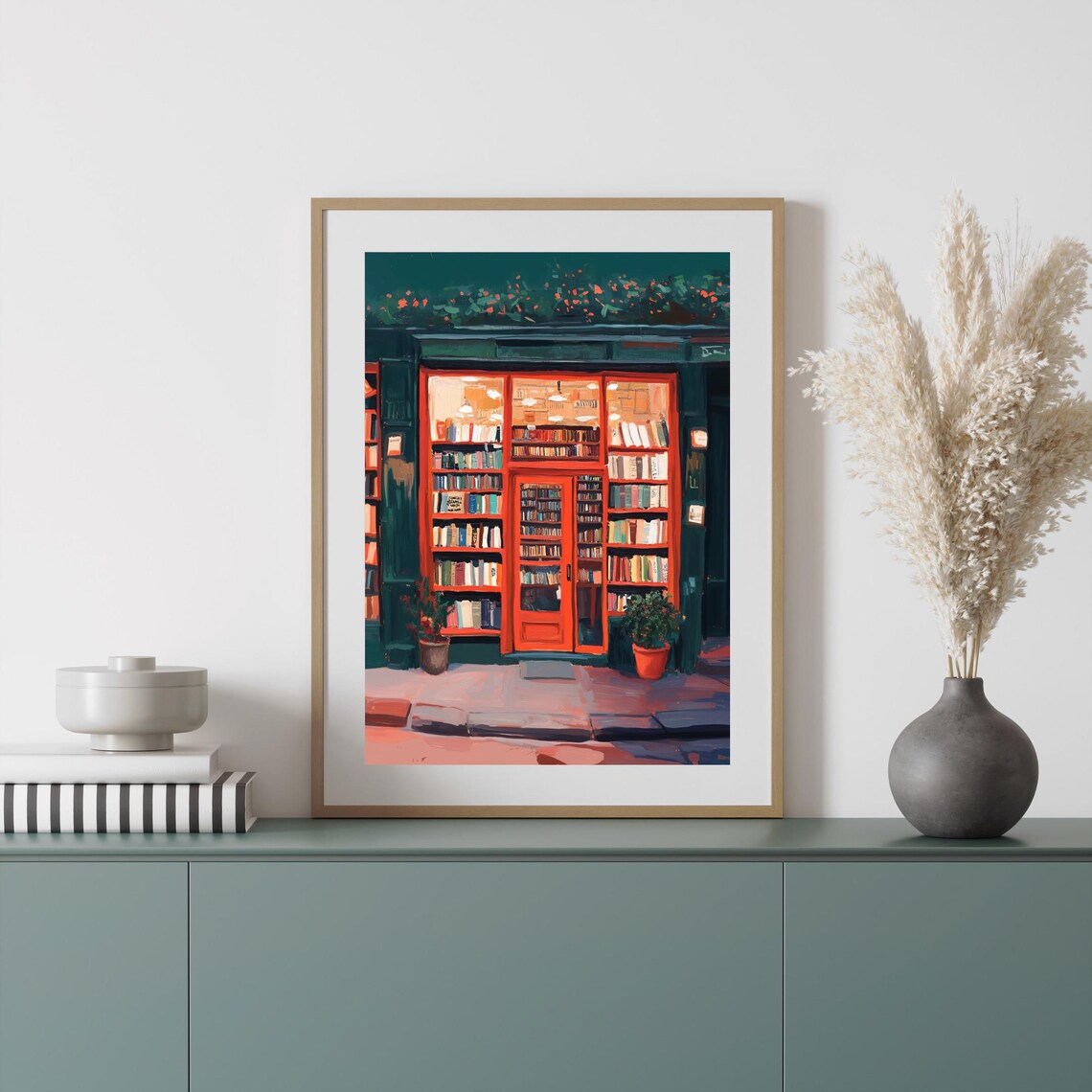 Bookstore Illustration, Cozy Bookshop Vintage Poster - Image 5