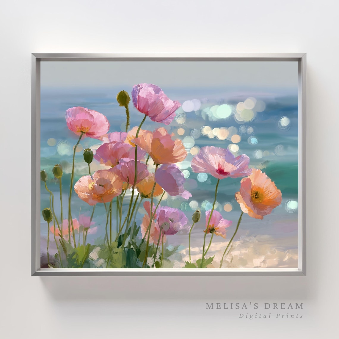 Coastal Poppy Flower Art Print, Seaside Botanical