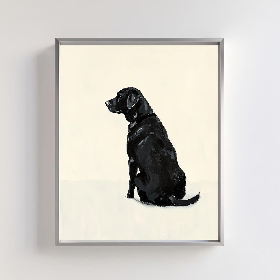 Black Labrador Dog Minimalist Portrait Art Print