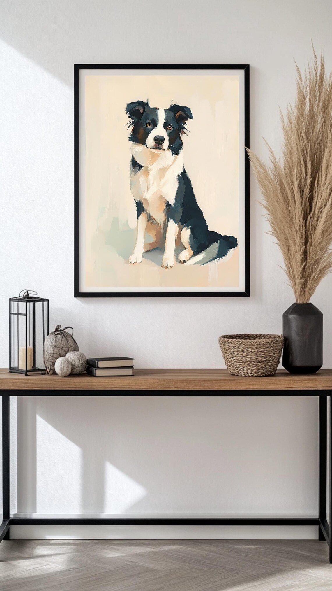 Border Collie Minimalist Dog Portrait Art Print - Image 3