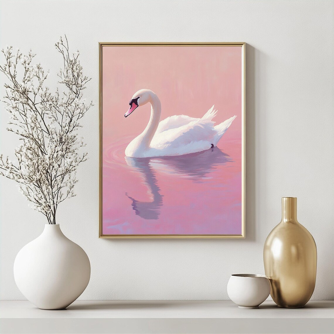 Blush Pink Swan Nursery Art Print, Balletcore Poster - Image 3