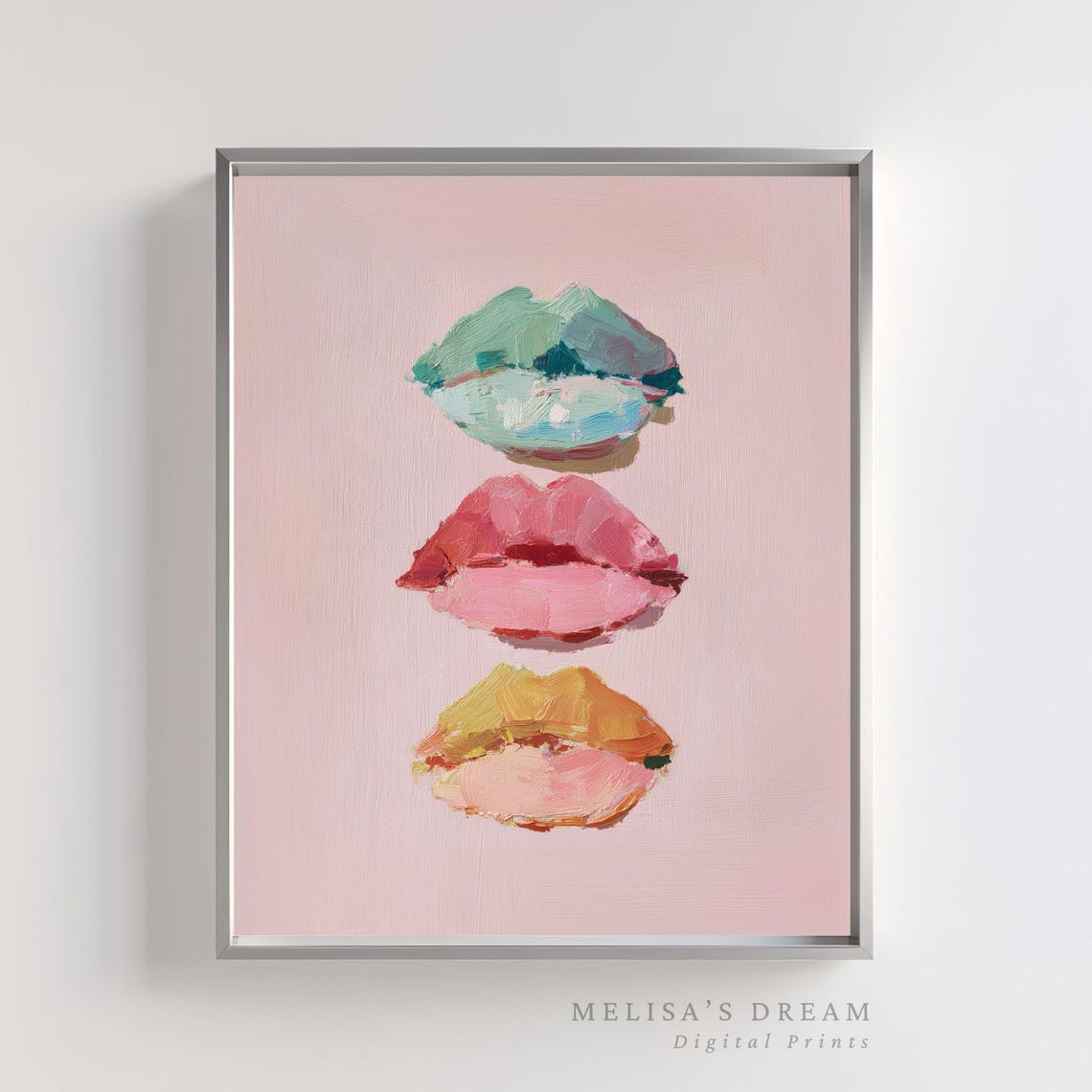 Colorful Painted Lips Brushstroke Pop Art Pink Canvas Poster
