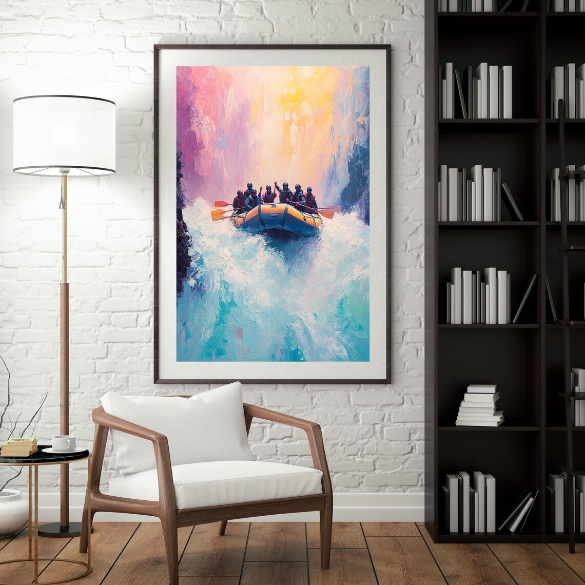 Rafting Adventure Art Print, Whitewater Rapids Scene - Image 5