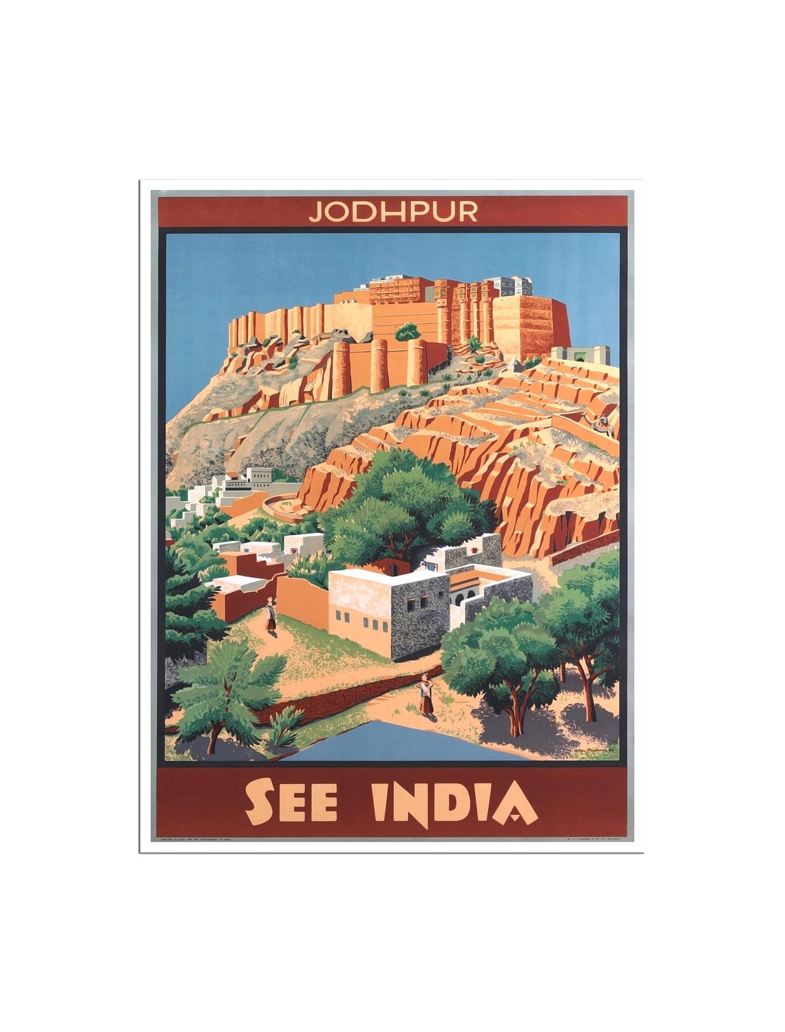 Jodhpur India See India Red Fort Hill Mehrangarh Vintage Poster
