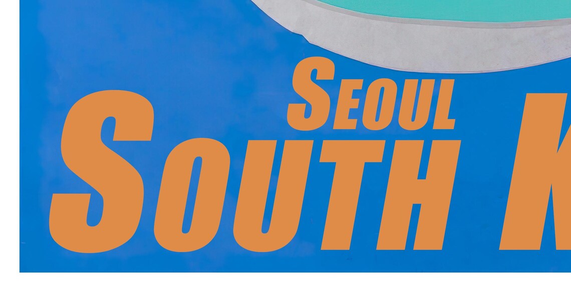 Seoul South Korea Vintage Blue Wave Boat Retro Travel Poster - Image 2