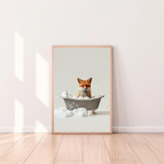 Fox Bathtub Print Funny Bathroom Animal Art