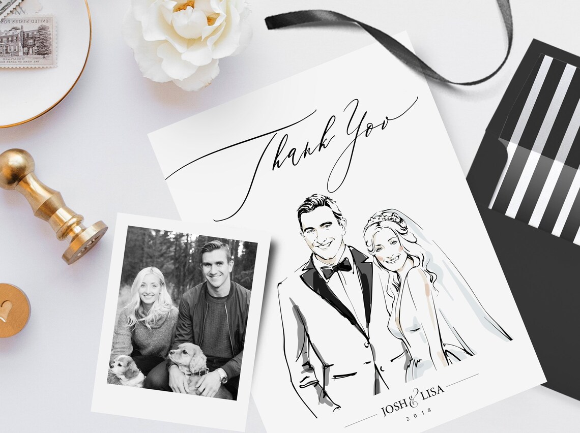 Custom Wedding Couple Portrait Watercolor Art Print - Image 2