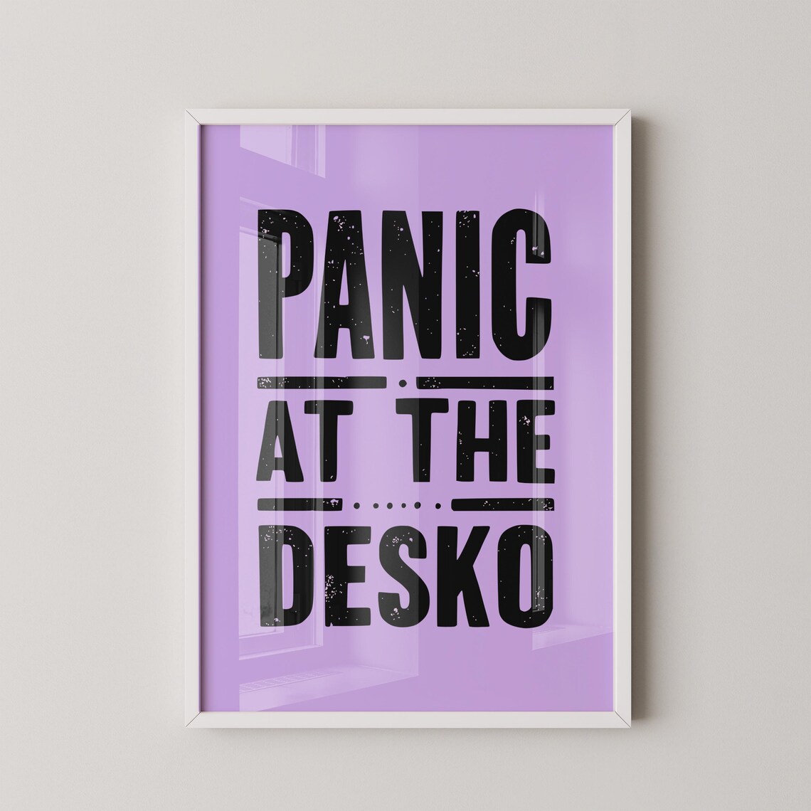 Funny Panic At The Desko Purple Edgy Office Typography Poster