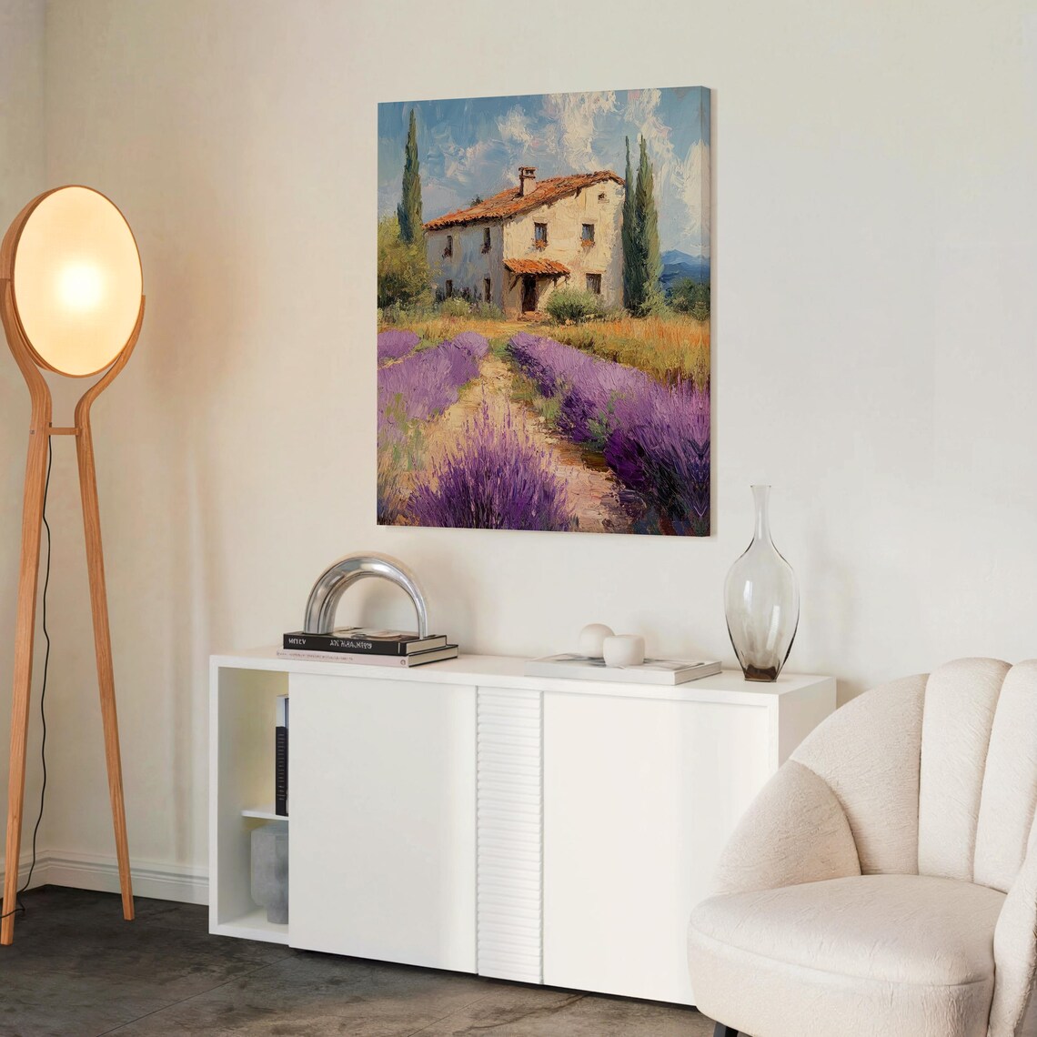 Provencal Farmhouse Poster with Terracotta Roof and Lavender Rows - Image 2