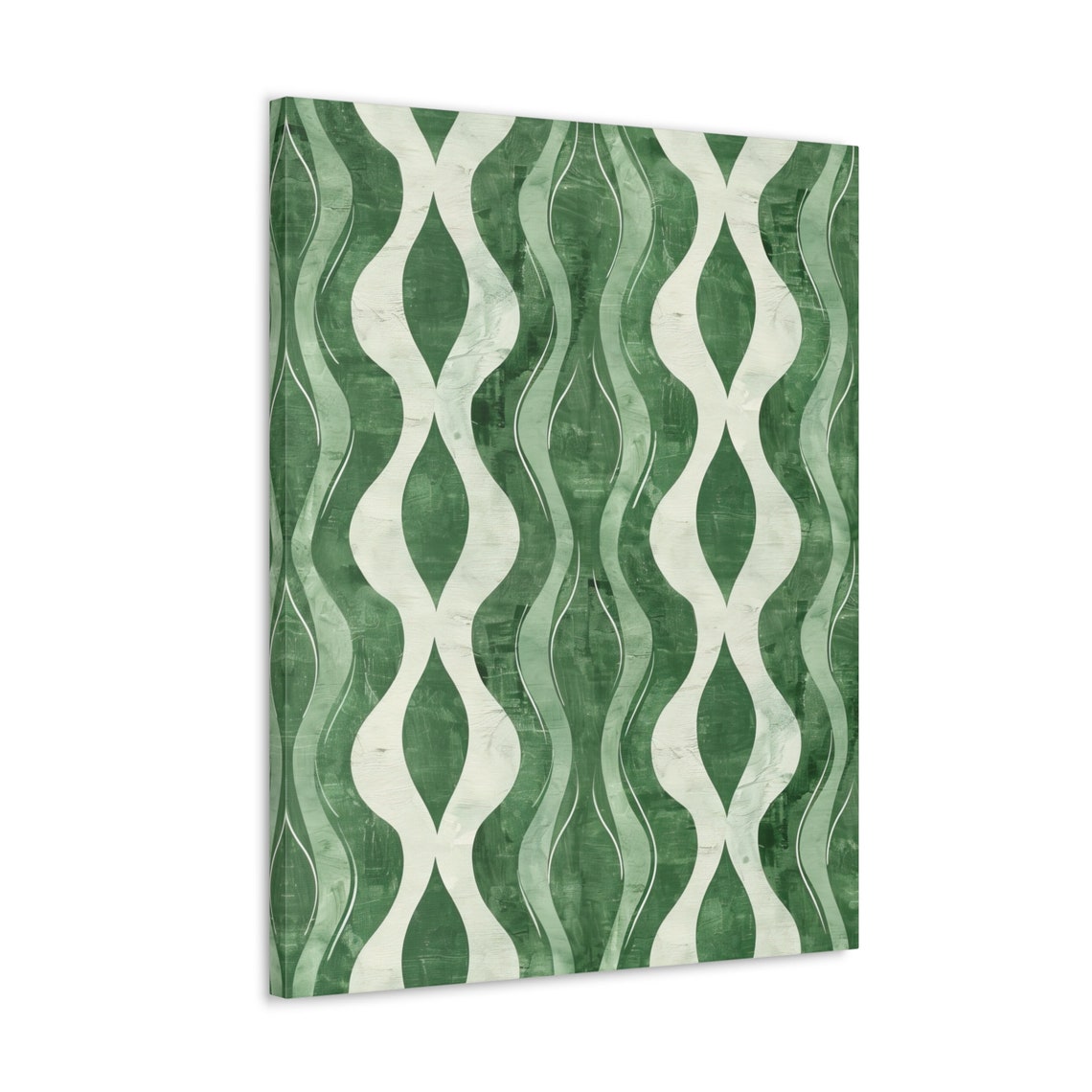 Sage Green and White Wavy Geometric Boho Abstract Pattern Poster - Image 4