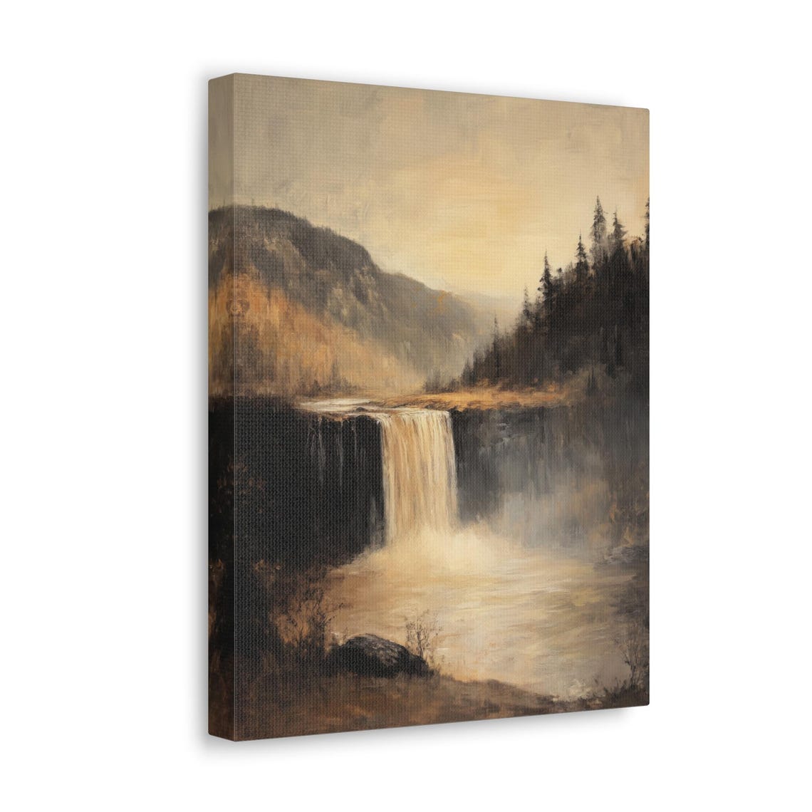 Waterfall Print Mountain Waterfall Painting Nature Wall Art Impressionist Landscape Print Rustic Farmhouse Decor River Artwork - Image 4