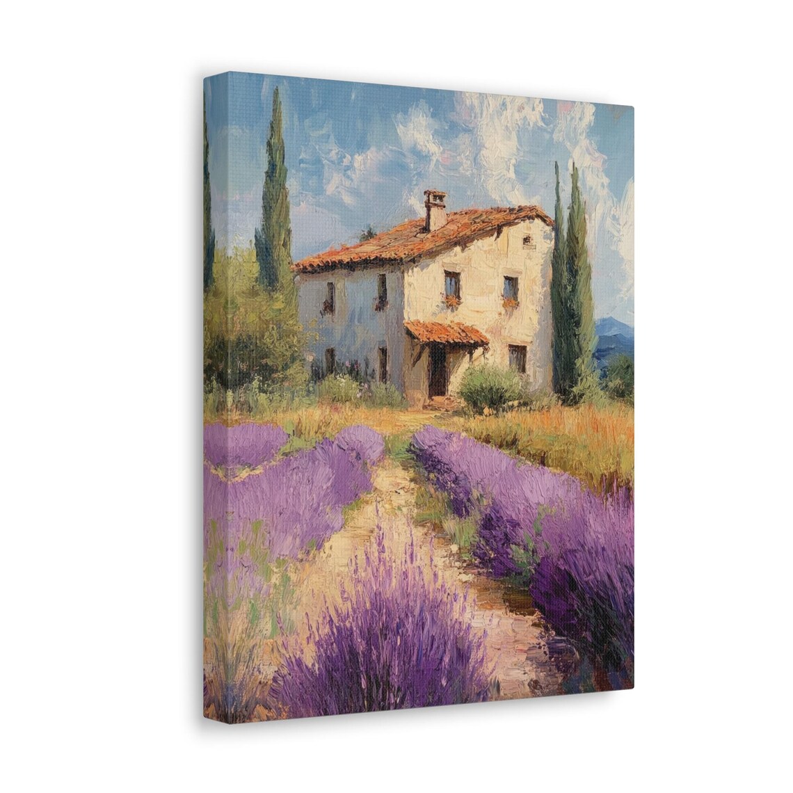 Provencal Farmhouse Poster with Terracotta Roof and Lavender Rows - Image 4