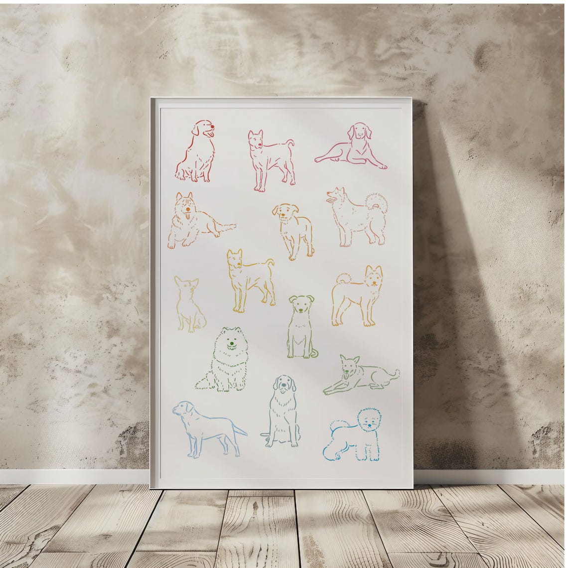 Bunch Of Dogs Rainbow Colored Art Print - Image 2