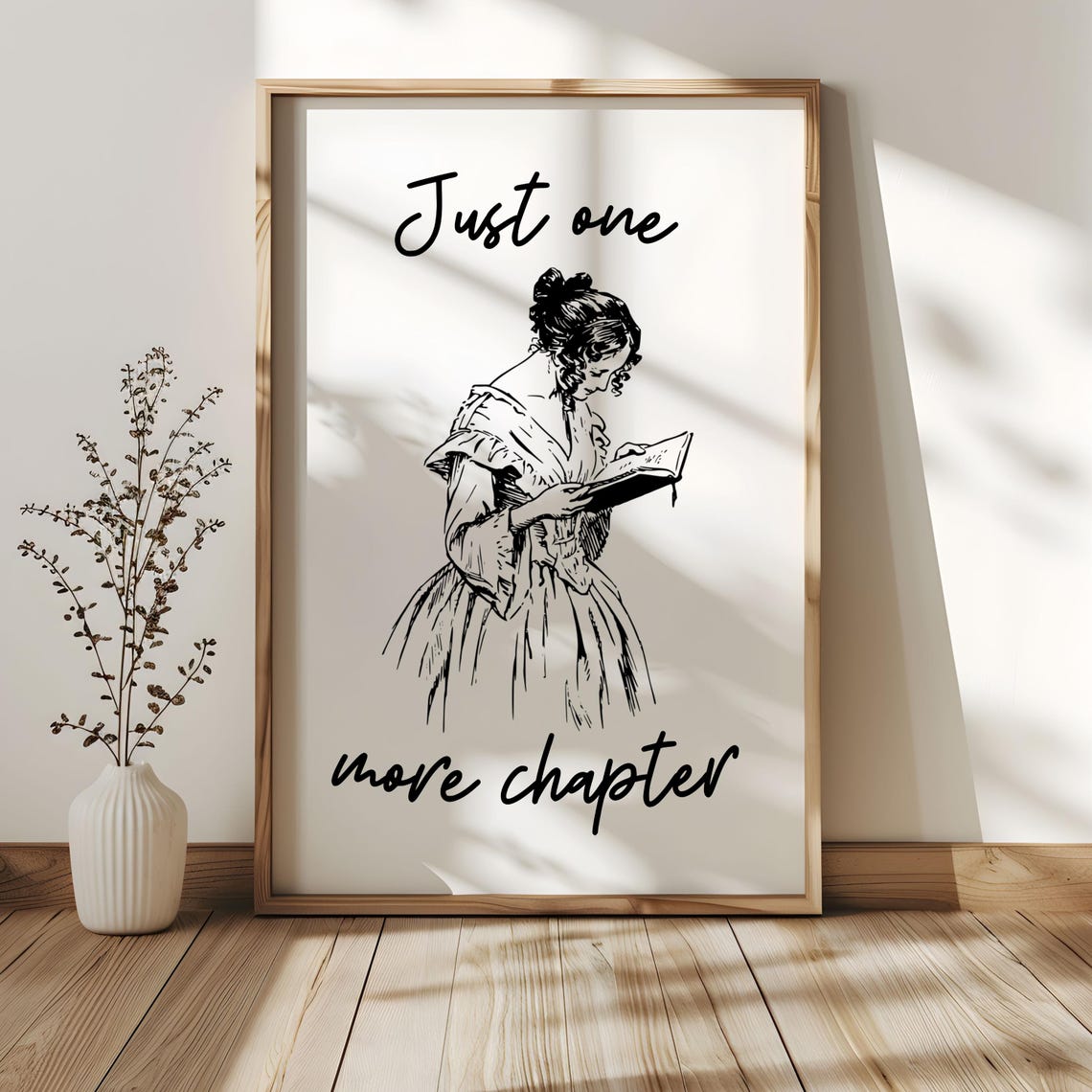 Just One More Chapter Reading Poster with Vintage Woman Reader Sketch - Image 2