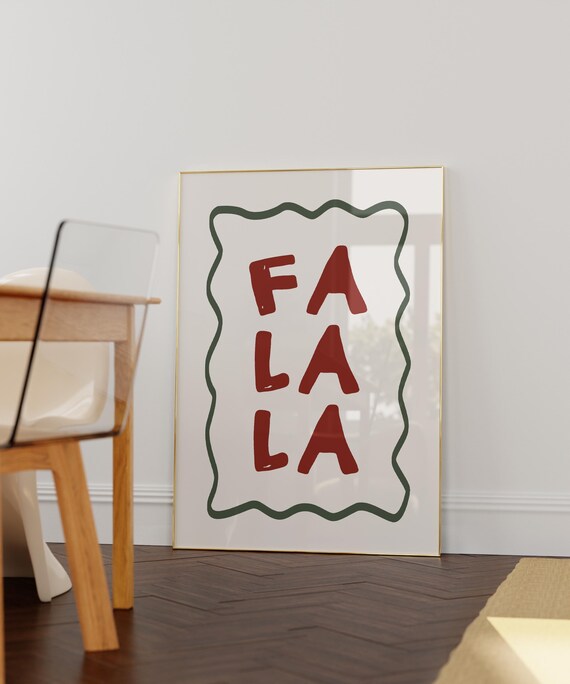 Fa La La Retro Red Hand Lettered Christmas Typography Poster