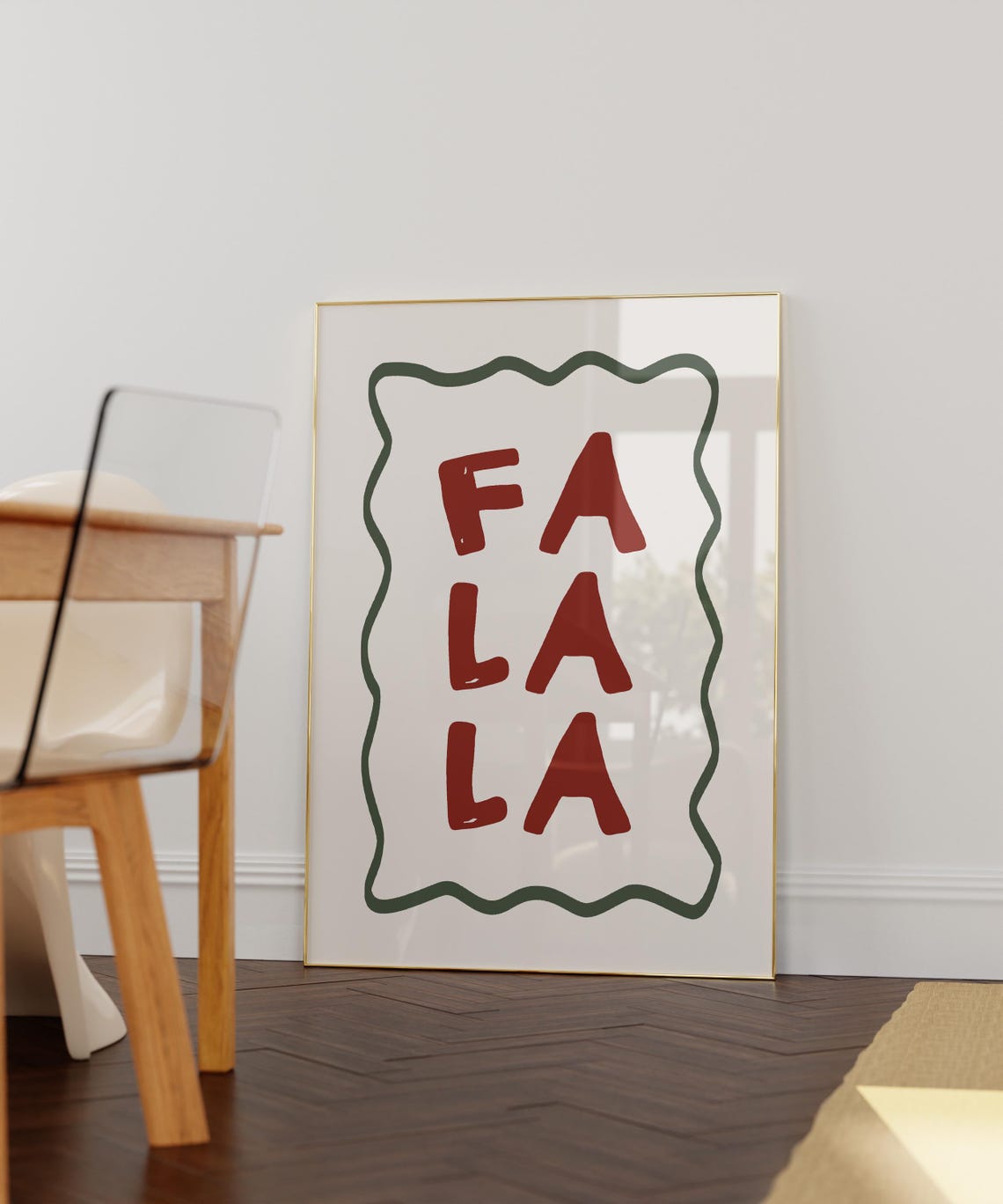 Fa La La Retro Red Hand Lettered Christmas Typography Poster