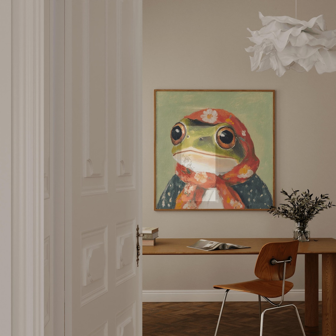 Babushka Frog Cottagecore Nursery Art Print - Image 3
