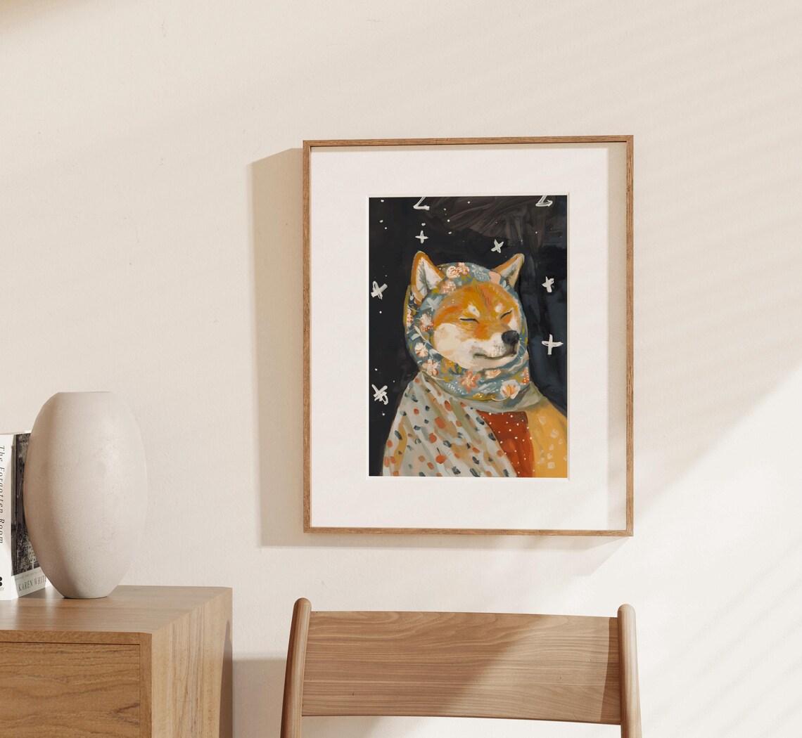 Shiba Inu Babushka Nursery Dog Art Print - Image 2