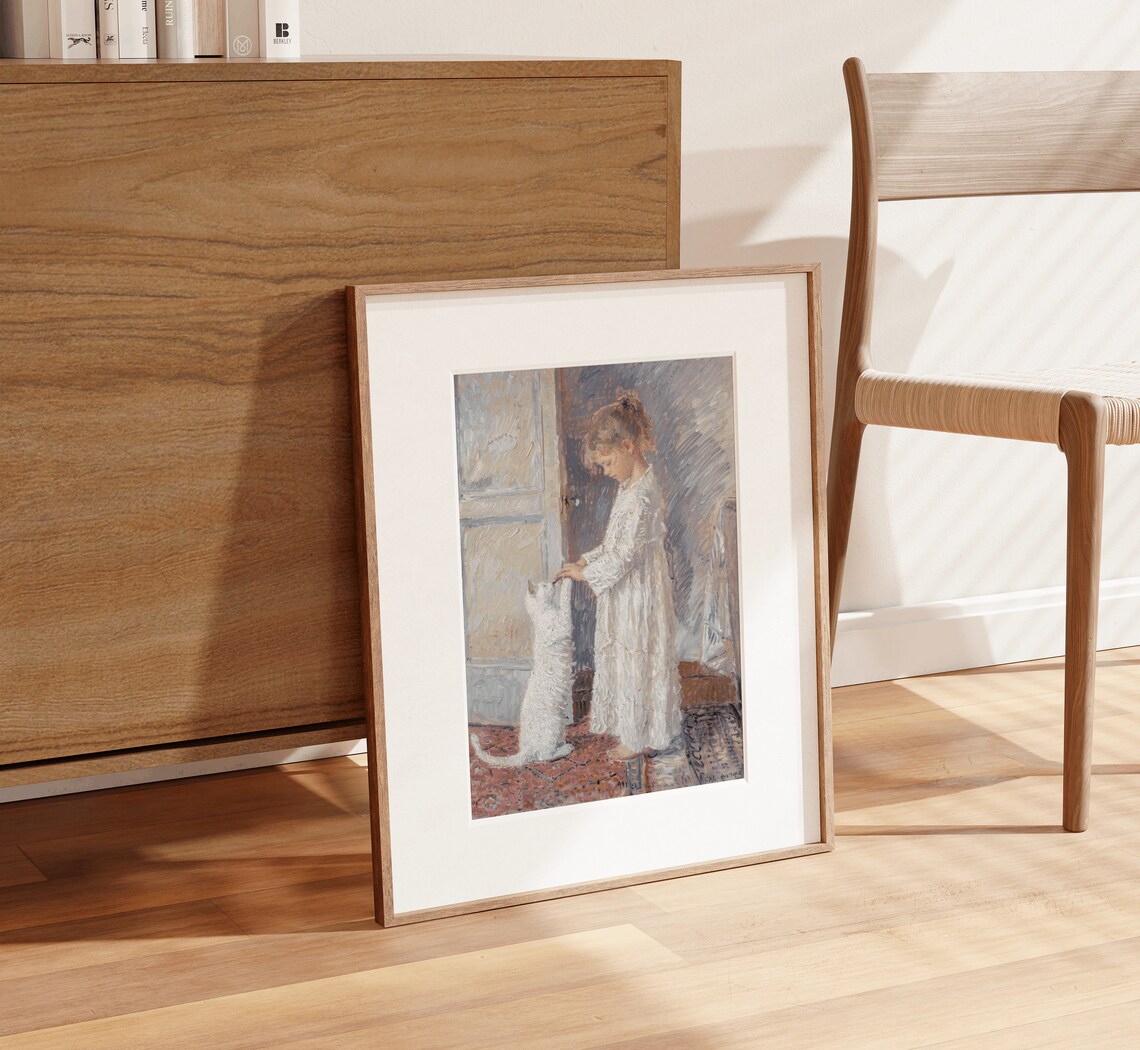 Little Girl in White Nightgown Impressionist Painting Art Print - Image 2