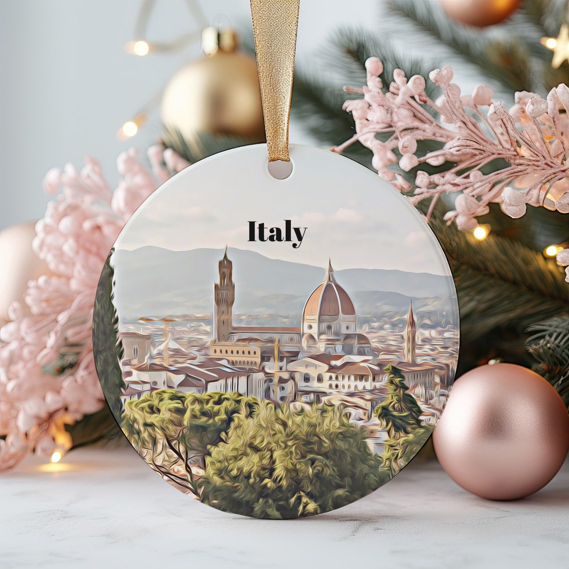 Italy Florence Cathedral Dome Skyline Round Souvenir Wall Art