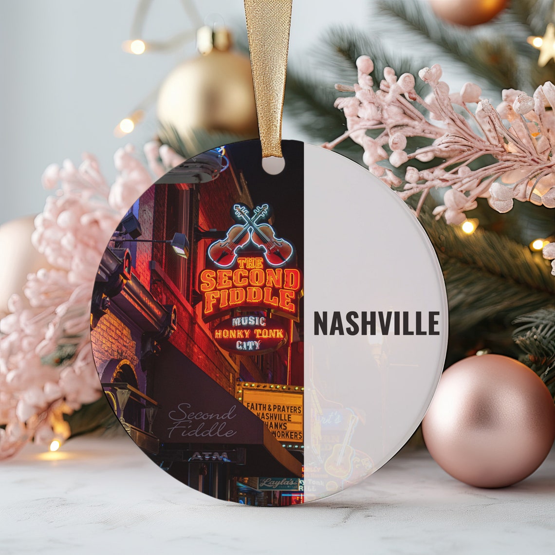 Nashville Honky Tonk Neon Signs Second Fiddle Ornament Poster