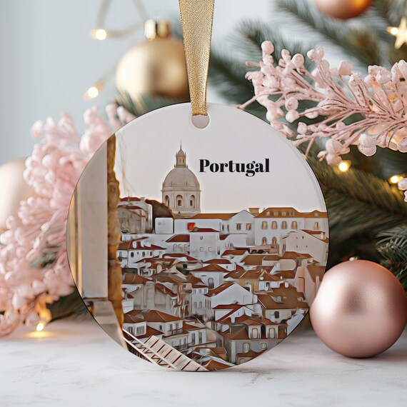 Portugal Lisbon Rooftops Cityscape Photo Christmas Ornament Poster