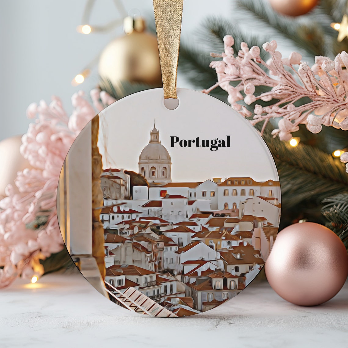 Portugal Lisbon Rooftops Cityscape Photo Christmas Ornament Poster