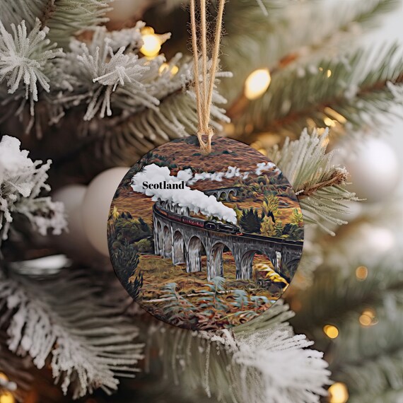 Scotland Steam Train Highland Viaduct Christmas Ornament Poster