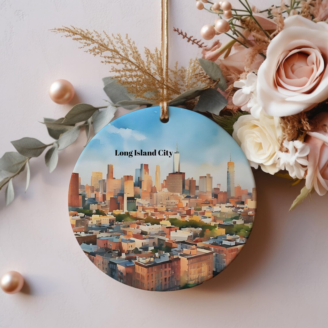 Long Island City Skyline Watercolor New York Ornament Poster