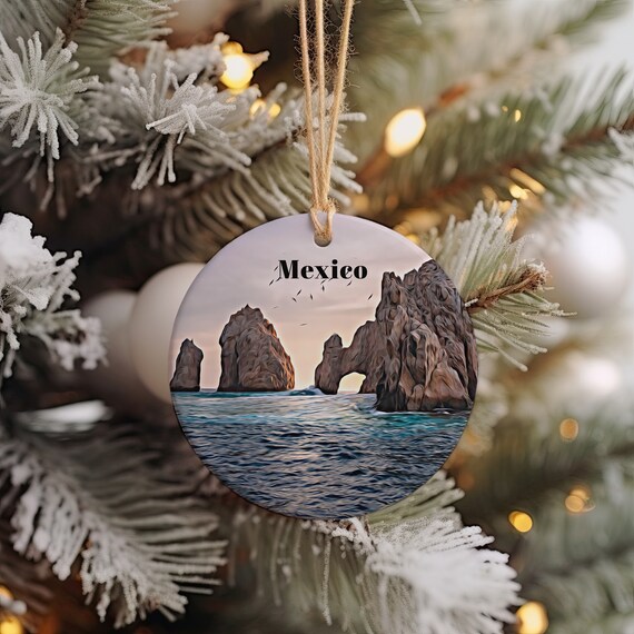 Mexico El Arco Sea Arch Rock Formation Christmas Ornament Print
