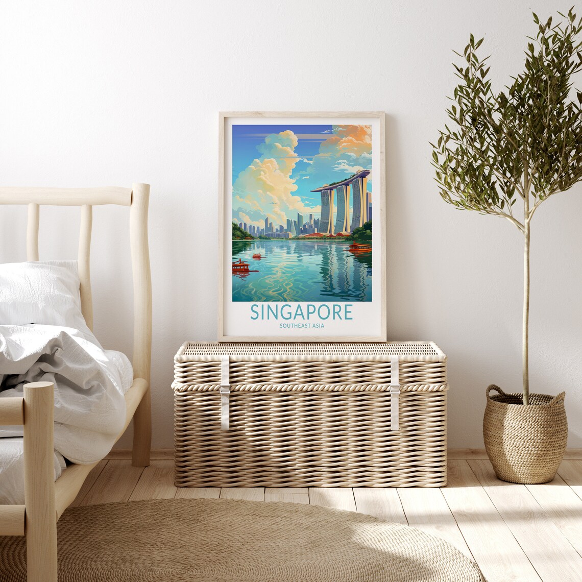 Singapore Asia Travel Poster, Southeast Asia Travel Art - Image 3