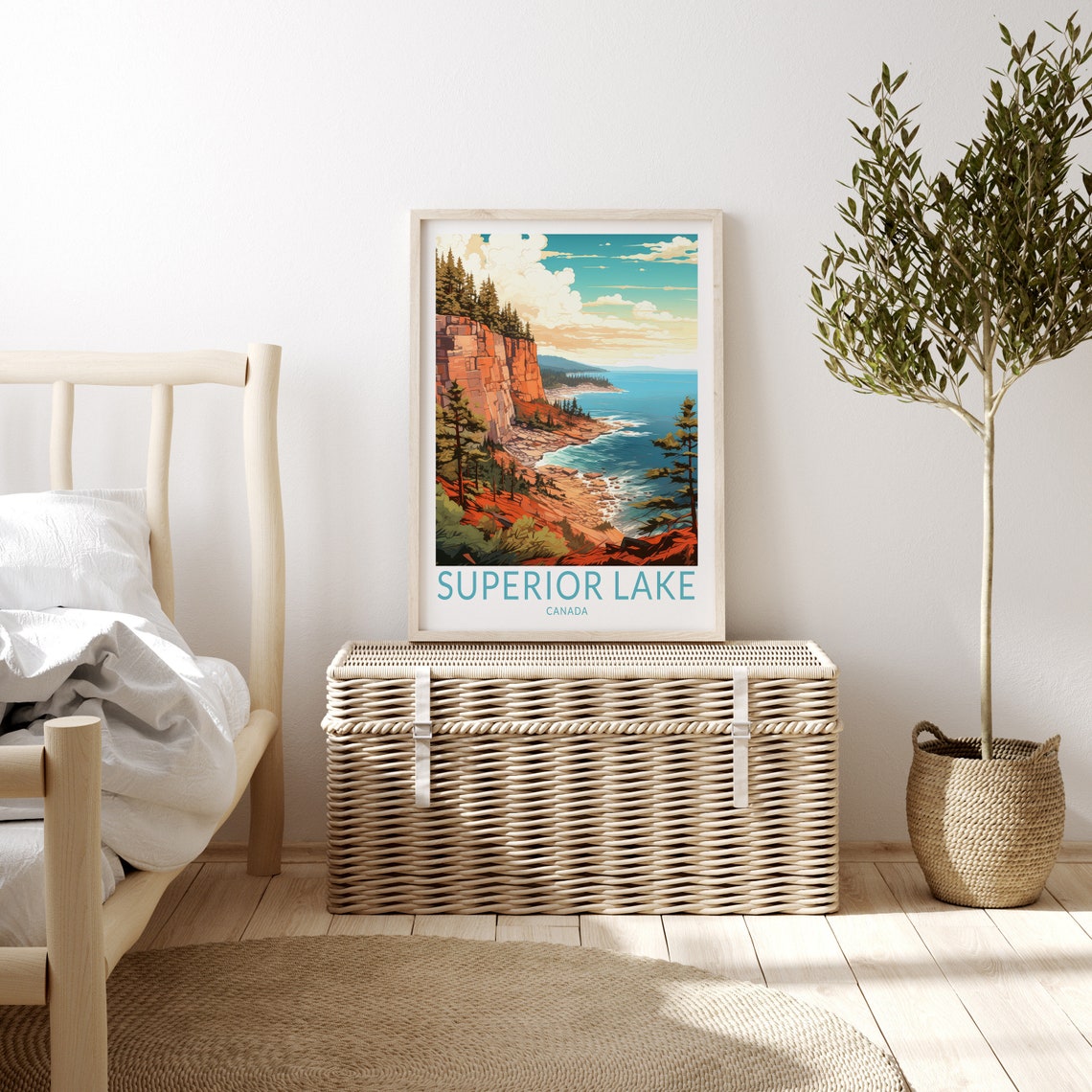 Lake Superior Canada Travel Poster Wall Art Lake Superior Canada Poster National Parks Travel Wall Art Lake Superior Canada Travel Print - Image 3
