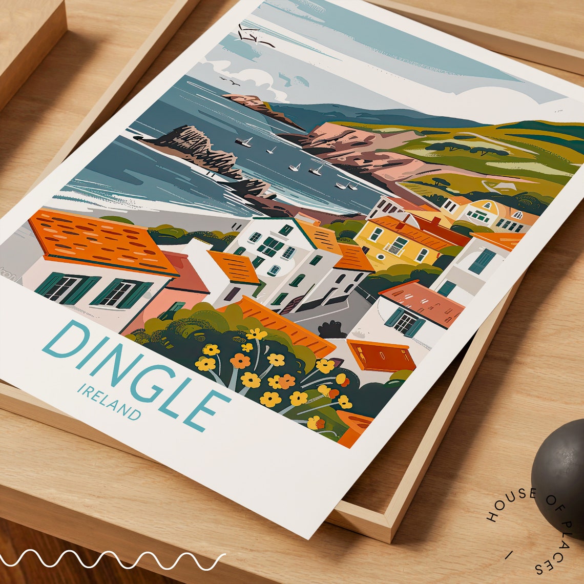 Dingle Ireland Coastal Village Harbor Scene Vintage Travel Poster - Image 3