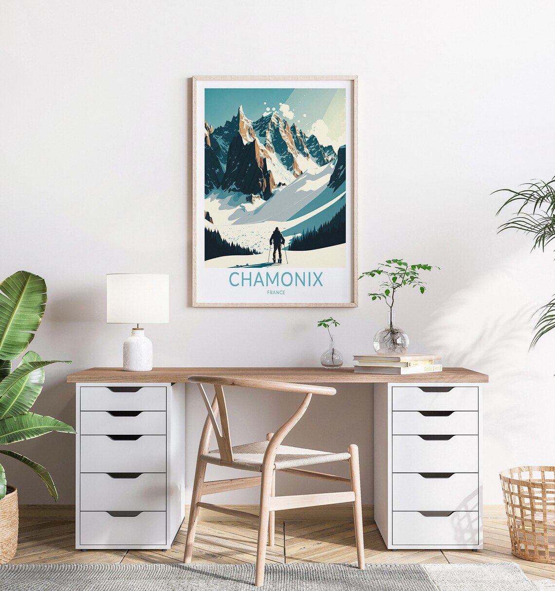 Chamonix France Travel Poster, Winter Ski Travel Print - Image 2