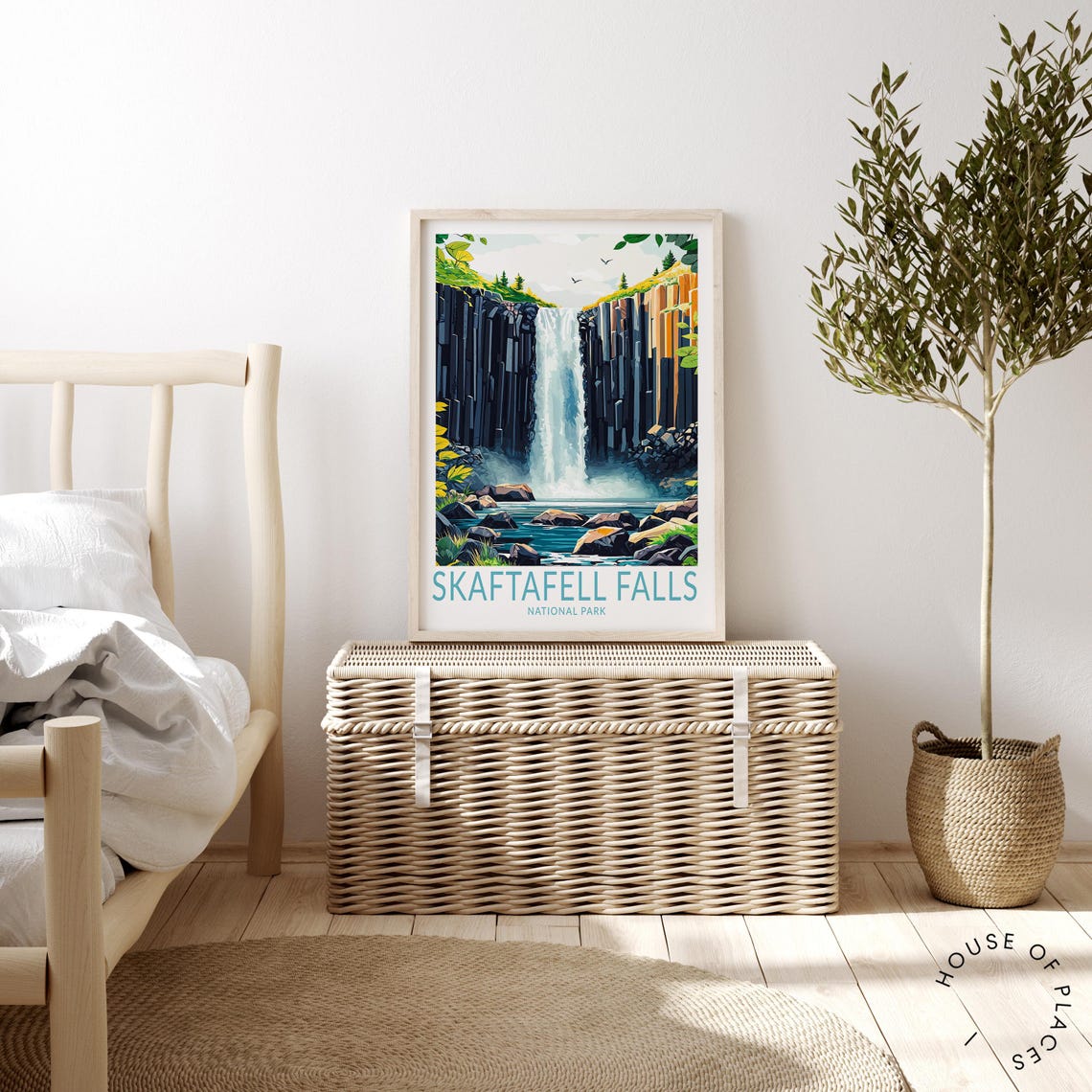Skaftafell Falls Iceland Basalt Waterfall Retro Travel Poster Art - Image 4