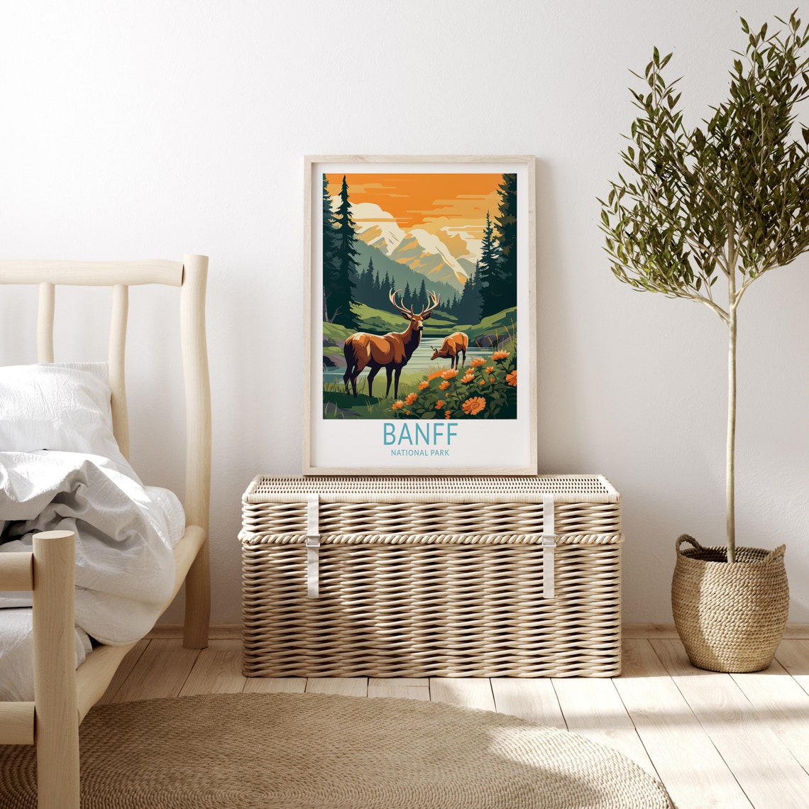 Banff National Park Elk by the River at Sunrise Canada Poster - Image 3