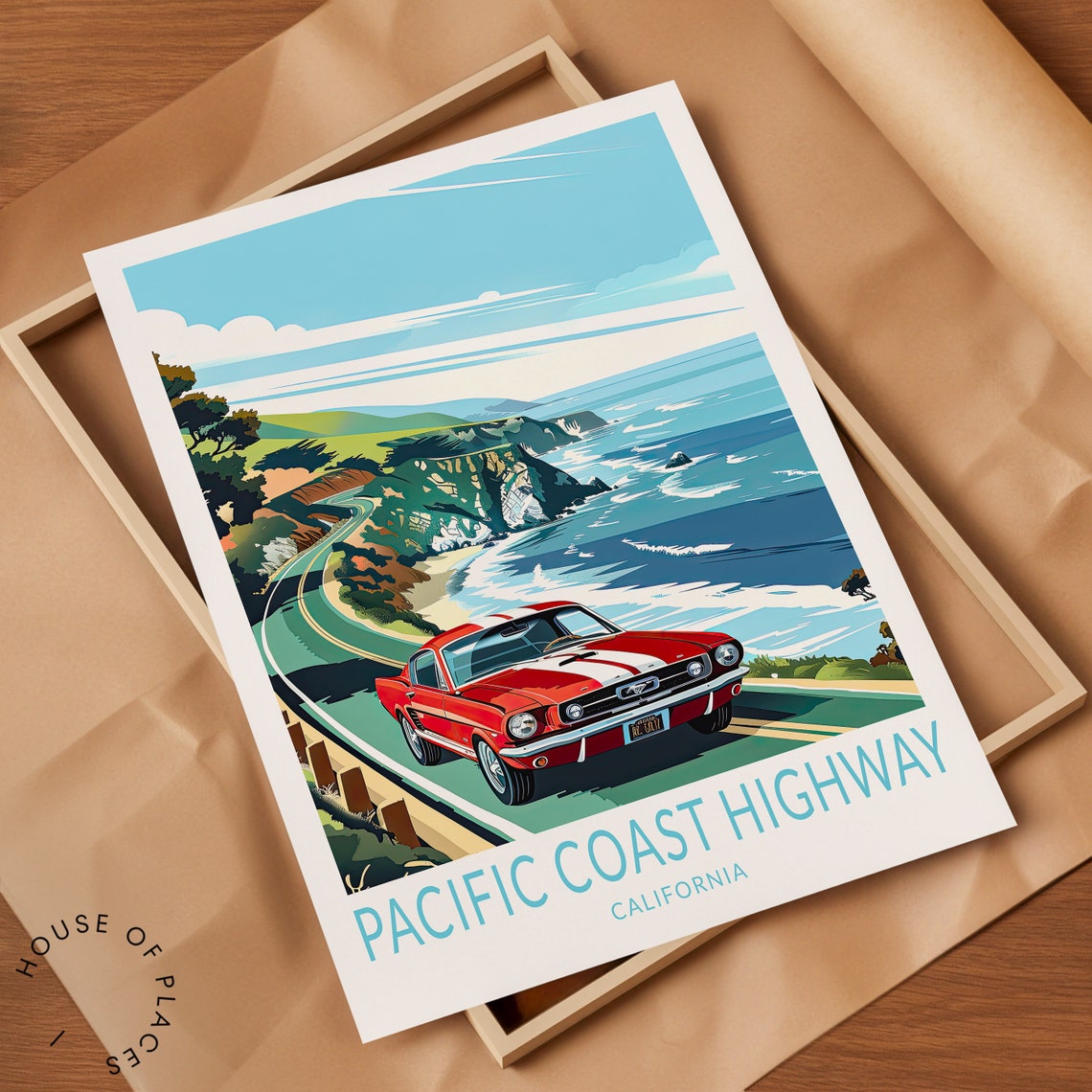 Pacific Coast Highway Poster California Coastal Wall Art Los Angeles Print Malibu California Travel Poster Birthday Gifts - Image 2