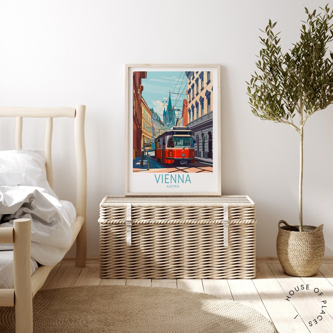 Vienna Austria Red Tram Historic Old Street Travel Art Poster - Image 3